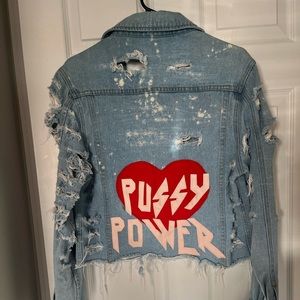 Distressed Denim Jacket Size Medium
